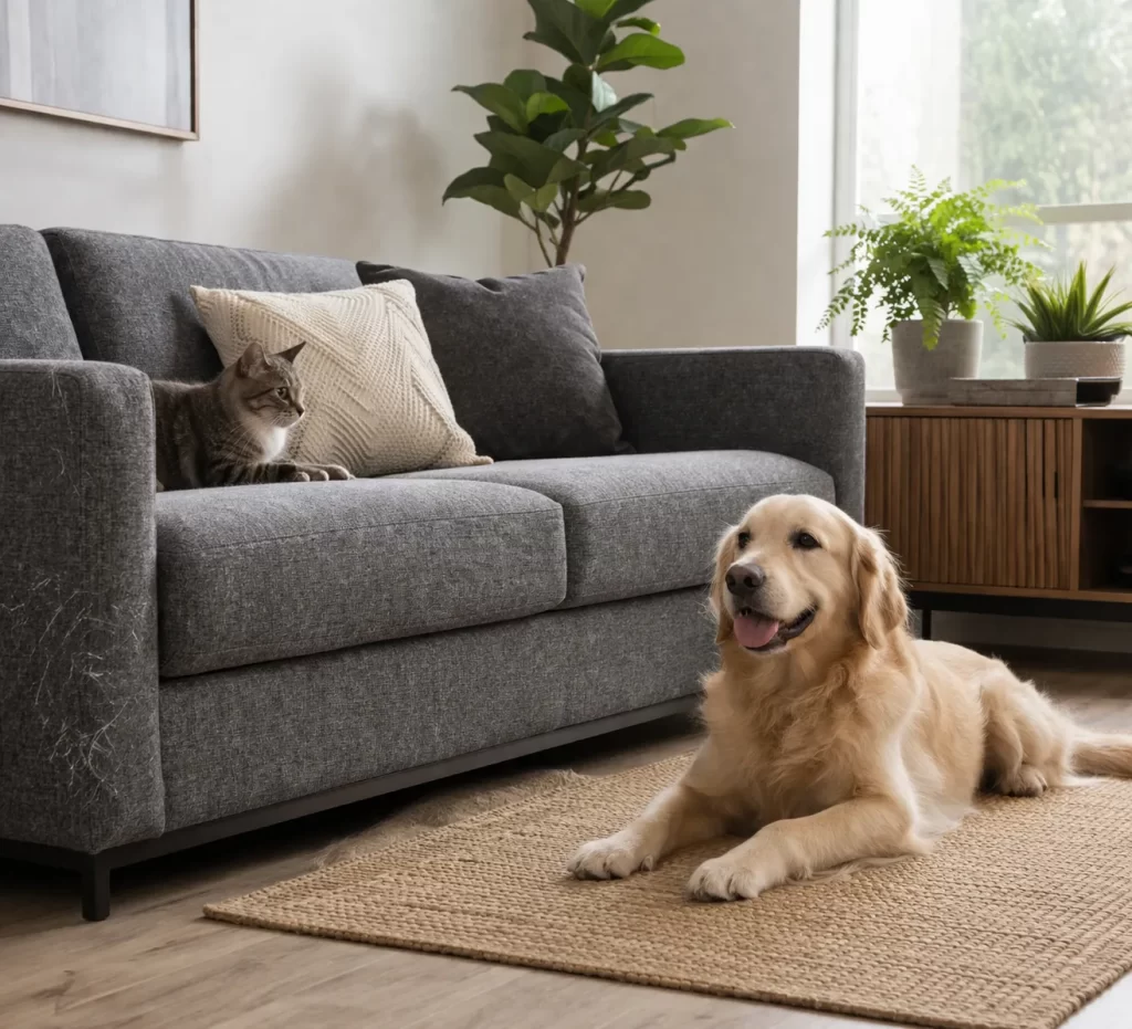 Gezellige, lichte woonkamer met slimme indeling en huisdiervriendelijke sfeer.