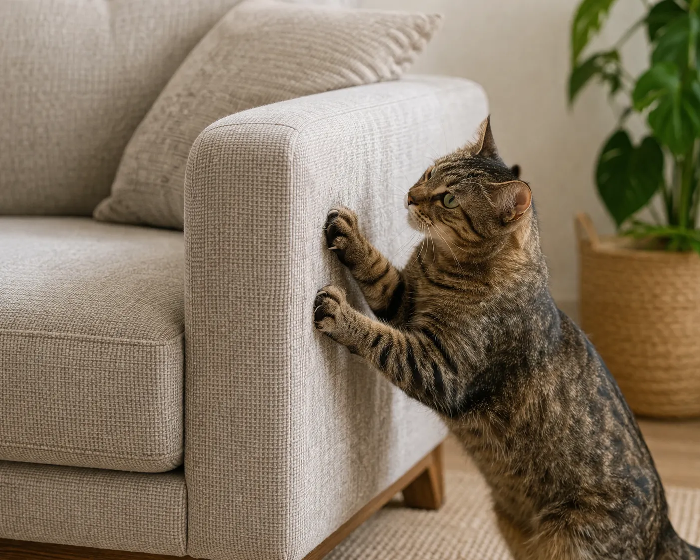Stevige, slijtvaste meubels die mooi blijven in een huis met katten.